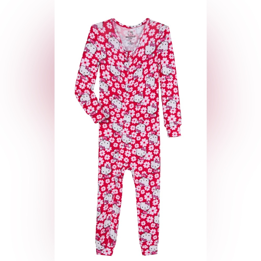 Hello Kitty Pink Floral toddler girls one piece pajama sleeper: size: 5T